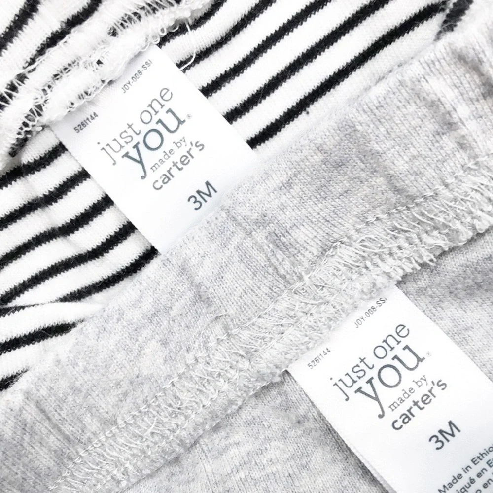 Carter's gray & striped baby leggings set